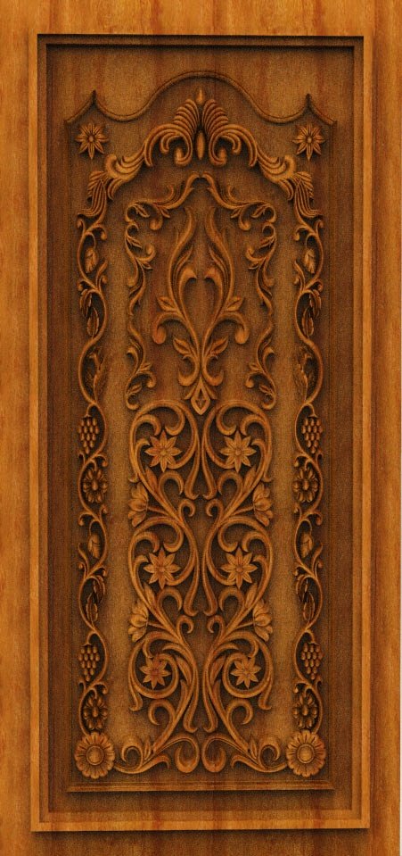 3D DOOR - OAK-73 Classic Floral Archway Decorative Wood Carving Design